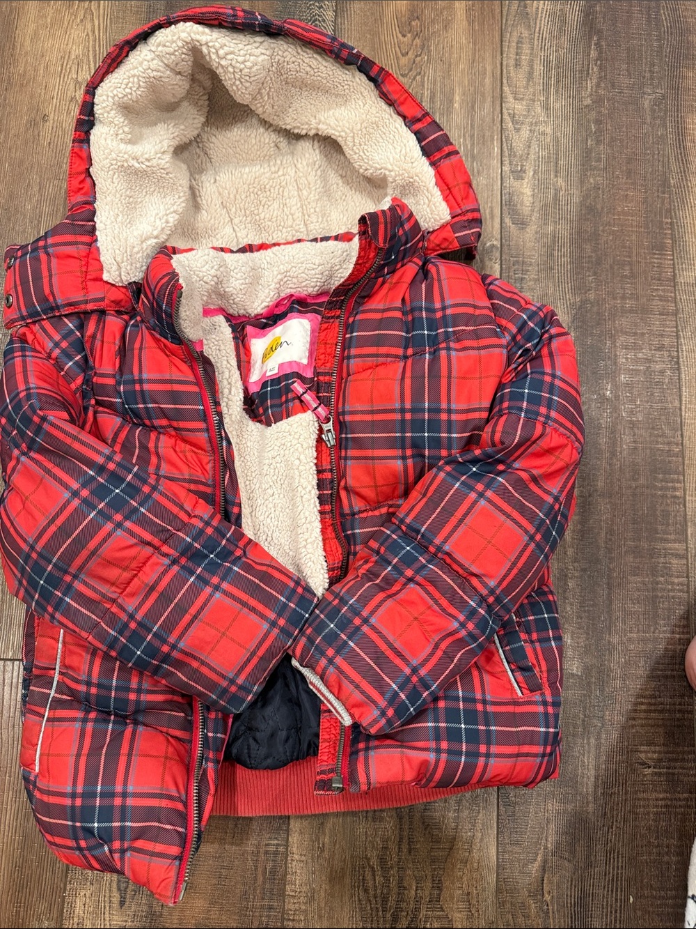 Boden kids puffer jacket size 7-8 with detachable hood